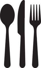 Spoon, knife, fork icon set, Dining silverware Silhouette