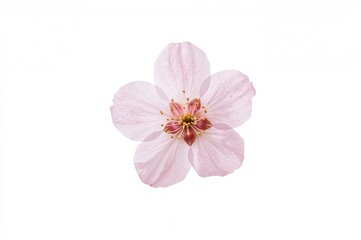 Fototapeta premium Isolated cherry blossom sakura flower against a white backdrop with soft focus and gentle tones