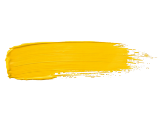 Bright yellow brush stroke on a white background, representing creativity and art