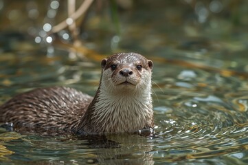 A tiny clawed otter (Amblonyx cinereus) gazes directly at the lens. This semiaquatic creature lives in mangrove and freshwater swamp environments and is the smallest of its kind.