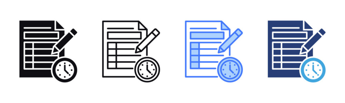 Timesheet Entry icon sheet multiple style collection