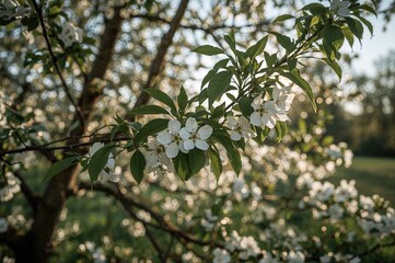 Tree adorned with white blossoms