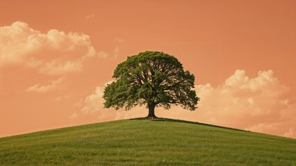 Fototapeta premium Tree positioned on an embankment