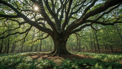 Majestic tree in a lush green park