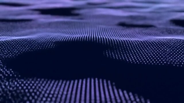Abstract Digital Particle Wave Landscape Background Animation.