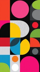 Geometric Composition of Colorful Shapes in Bold Design Abstract Art Style with Circles and Squares
