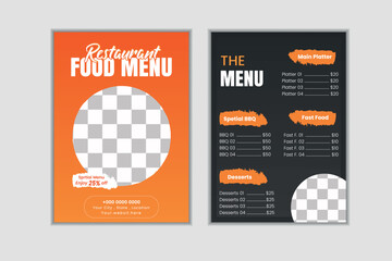 Double Sided  Restaurant Food Menu Flyer With Special Offer