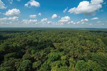 Obraz premium Aerial perspective of a lush green rainforest in the summertime
