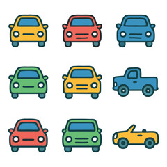 Fototapeta premium Cars Icon Set Vector