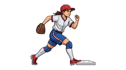 Baseball player sprinting toward base: A baseball player is captured in an energetic illustration, running toward the base with determination, capturing the thrill and energy of baseball. 