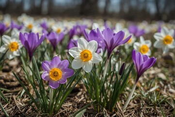 Springtime blossoms flourishing in the meadow