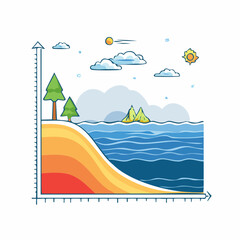 Naklejka premium Pixel Art Landscape Graph Illustration