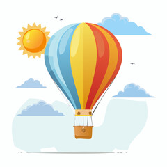 Colorful Hot Air Balloon In Sky With Clouds