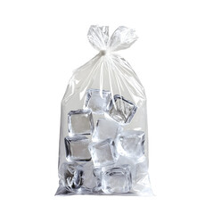 Fresh and Crisp Stock Image of Ice Cubes in Transparent Plastic Bag