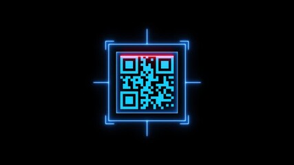 QR code animation. scan QR code motion.  QR code in a scanner with a laser beam. Digital Scanning the QR code 4k video. - Powered by Adobe