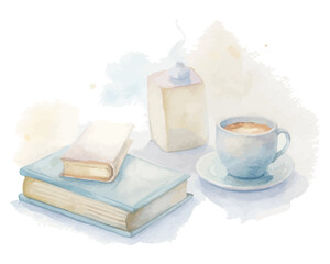 Watercolor books, coffee, and cozy scenes