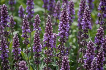 Obraz premium Purple sage blossoms thriving in the garden