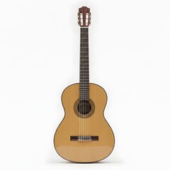 Obraz premium The soulful sound of a traditional classical acoustic guitar. A timeless stringed instrument isolated on a clean white background