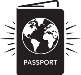 passport globe stencil icon silhouette vector illustration