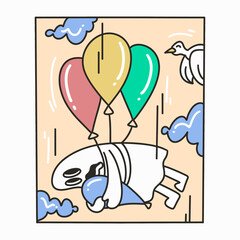 Ghost with balloons, funny Halloween ghost stories, Halloween ghost parody poster art, Cute ghost graphic tee for print