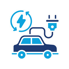 Electric Vehicle glyph color icon