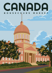 Bonsecours Market Canada Travel Illustration
