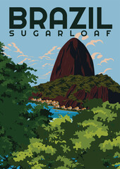 Sugarloaf Mountain Brazil Traveling Illustration