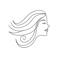 Elegant woman profile flowing hair face