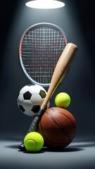 tennis ball and racket