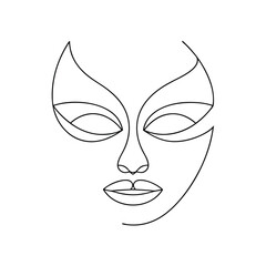 Elegant abstract face line art black continuous line