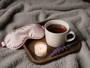 soft sleep mask with tea and lavender for restful relaxation | sleep, relax, serenity, peace, relaxation theme