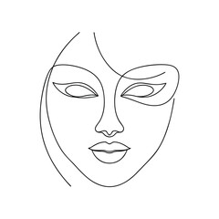 Elegant abstract face line art black and white beauty