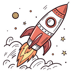 cartoon rocket in space