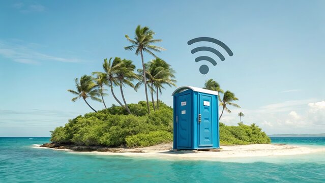 Portable Toilet on Tropical Island with Wi Fi Signal