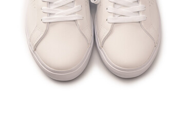 White leather sneakers isolated on white background.