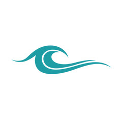 Teal Wave Graphic on Transparent Background Ocean Style Design