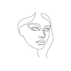 Elegant female face contour drawing line art woman