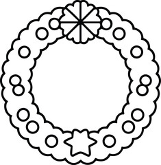 Christmas Wreath Line Art - Festive Holiday Decoration Vector Illustration