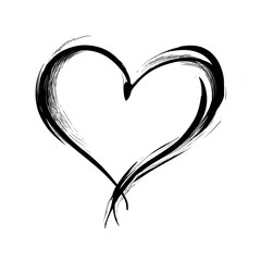 Simple black heart shape with textured brushstrokes