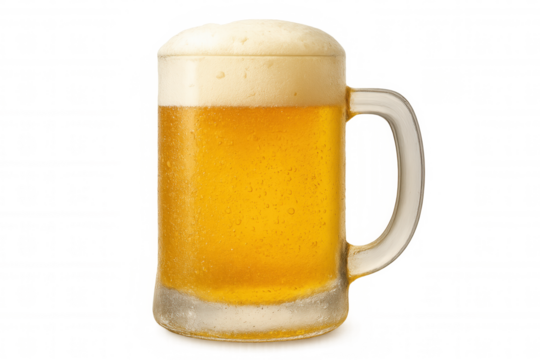 Frosty beer glass dripping with condensation, offering chilled refreshment during summer social gatherings and weekend relaxation moments