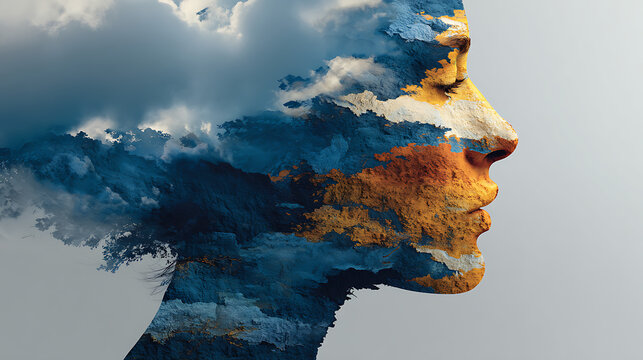 Emotional impact exploration conceptual art digital creation abstract environment side perspective mental health awareness