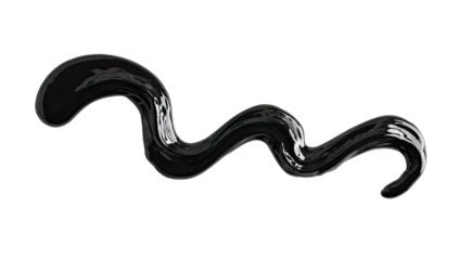Black liquid flowing in wavy, S-shaped forms