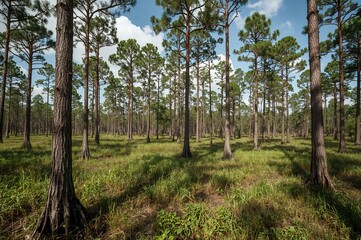 Obraz premium Silhouettes of trees cast over a marshland