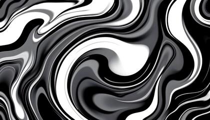 Fluid, swirling black and white organic shapes create a seamless minimalist abstract pattern,  design,  illustration