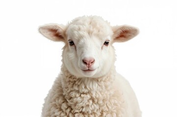 Fototapeta premium Lamb isolated on a plain white backdrop with easy background removal
