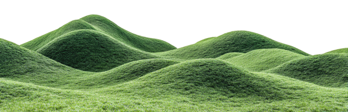 Rolling green hills, a grassy landscape