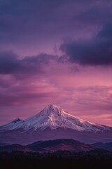 Mount Hood Peak at Twilight from Trillium Lake in Oregon Landscape Photography Scenic View