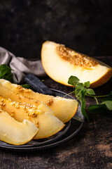 Fresh sweet ripe juicy sliced melon