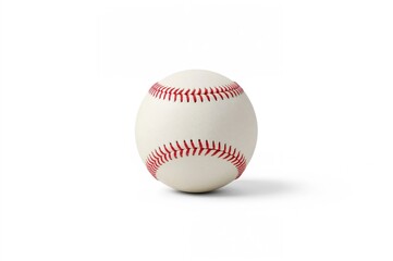 A lone baseball on a plain white backdrop