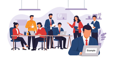 Diverse business team collaborating in a modern office, engaging in a productive meeting. Ideal for concepts of teamwork, strategy, and corporate success.